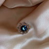 Retro Blue Crystal Alloy Antirunning Light Buckle Brooch With Flower Pattern Electroplated For Women