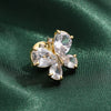 Retro Blue Crystal Alloy Antirunning Light Buckle Brooch With Flower Pattern Electroplated For Women