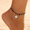 Retro Bohemian Alloy Multilayered Beads Chain Anklet With Elephant And Sun Design For Unisex