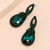 Retro Bohemian Dark Green Crystal Drop Earrings For Women Alloy Water Drop Dangle Earrings