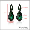 Retro Bohemian Dark Green Crystal Drop Earrings For Women Alloy Water Drop Dangle Earrings