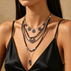 Retro Bohemian Geometric Pendant Necklace With Electroplated Alloy Layered Chain Jewelry For Women And Men
