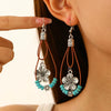 Retro Bohemian Simple Turquoise Beaded Flower Earrings For Women Alloy Electroplated Drop Shape Geometric Design