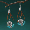 Retro Bohemian Simple Turquoise Beaded Flower Earrings For Women Alloy Electroplated Drop Shape Geometric Design