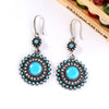 Retro Bohemian Sunflower Alloy Earrings With Diamond Cut Finish Floral Statement Drop Earrings