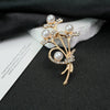Retro Brooch Zinc Alloy Crystal Pearl Flower Diamondencrusted Electroplated Clothing Accessories