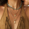 Retro Bull Head Cactus Cowboy Hat Beaded Ball Chain Necklace In Polished Alloy With Imitation Turquoise Pendant For Women