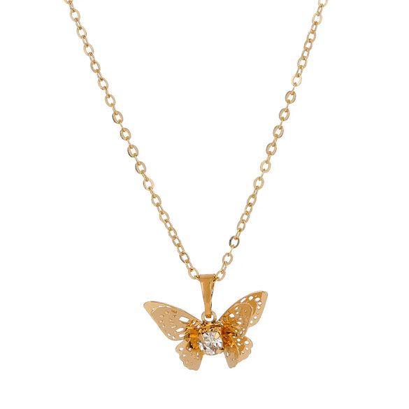 Retro Butterfly Alloy Plating Pendant Necklace 1 Piece
