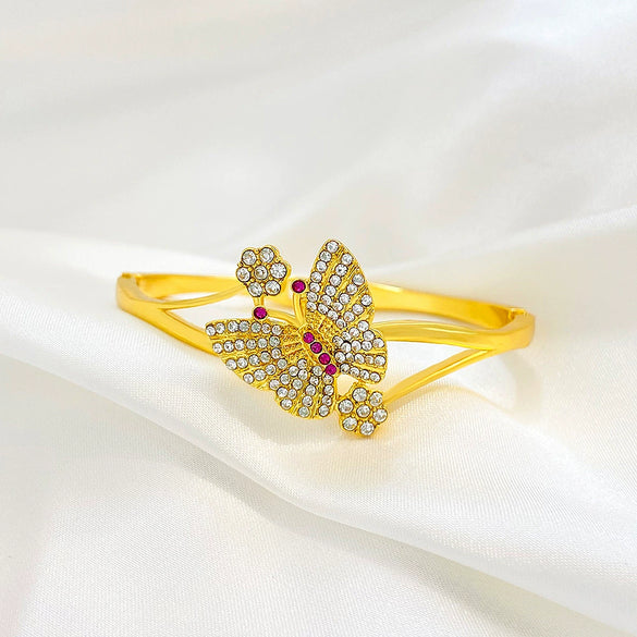 Retro Butterfly Bracelet For Women In Alloy With Full Diamond Design