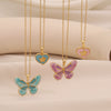 Retro Butterfly Heart Shape Pendant Necklace Fashion Angel Love Stainless Steel Clavicle Chain