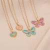Retro Butterfly Heart Shape Pendant Necklace Fashion Angel Love Stainless Steel Clavicle Chain