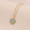 Retro Butterfly Heart Shape Pendant Necklace Fashion Angel Love Stainless Steel Clavicle Chain