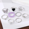 Retro Butterfly Ring Set Alloy Heart Shaped Electroplated Unisex