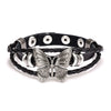 Retro Butterfly Women Choker Necklace With Rivet Metal And Pu Soft Leather Geometric Style