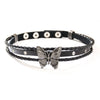 Retro Butterfly Women Choker Necklace With Rivet Metal And Pu Soft Leather Geometric Style