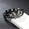 Retro Butterfly Women Choker Necklace With Rivet Metal And Pu Soft Leather Geometric Style