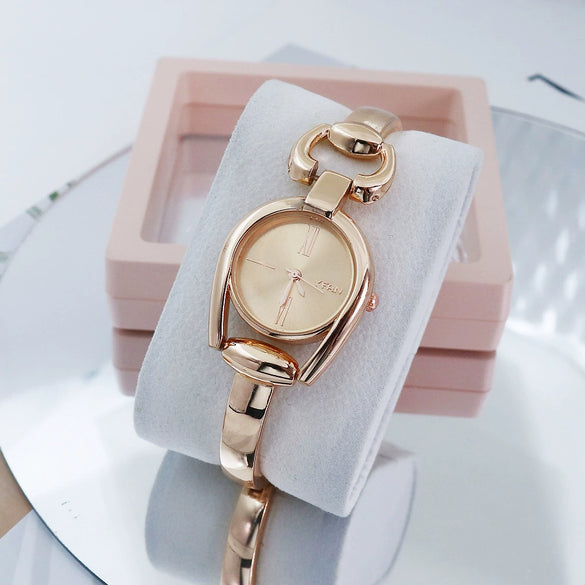 Retro Button Ring Women's Alloy Bracelet Watch Casual Fashion Quartz Round Dial