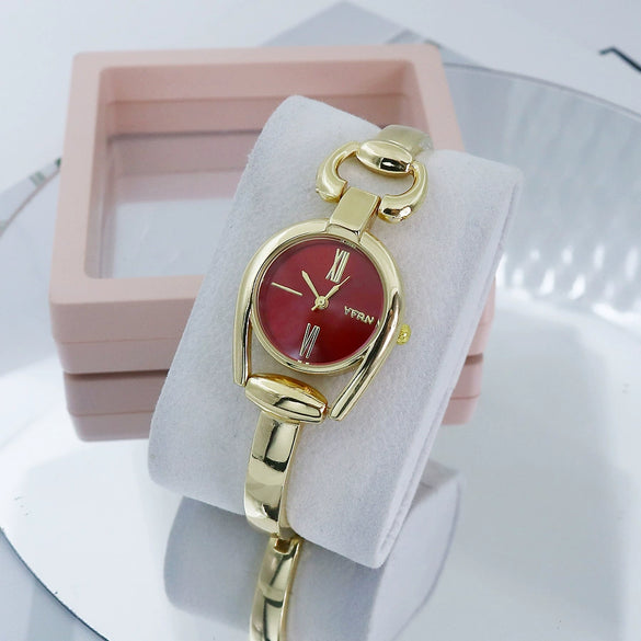 Retro Button Ring Women's Alloy Bracelet Watch Casual Fashion Quartz Round Dial