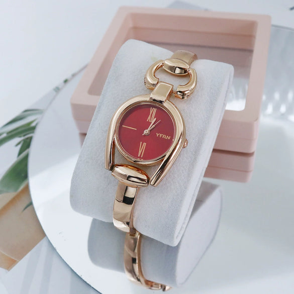 Retro Button Ring Women's Alloy Bracelet Watch Casual Fashion Quartz Round Dial