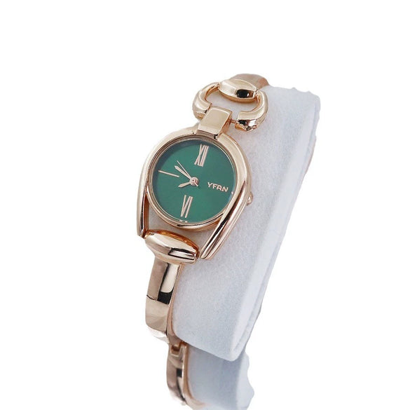 Retro Button Ring Women's Alloy Bracelet Watch Casual Fashion Quartz Round Dial