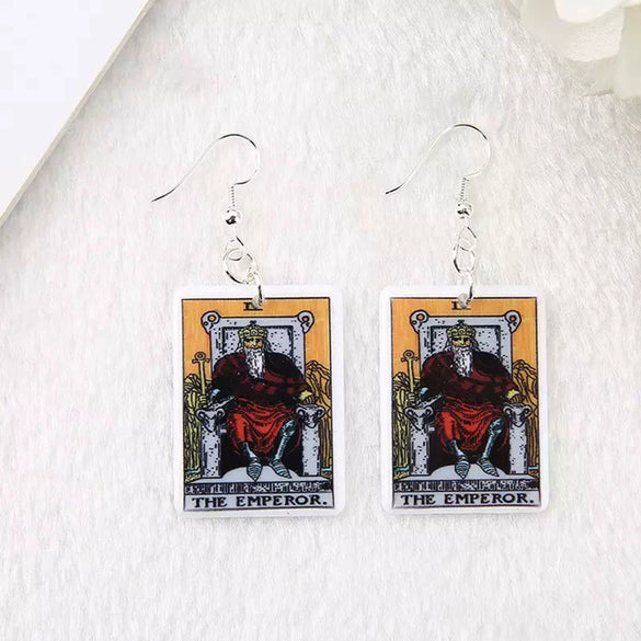Retro Cartoon Character Card And Chess Style Resin Plastic Earrings For Unisex Fashion Jewelry
