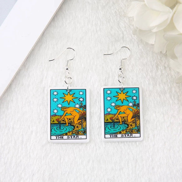 Retro Cartoon Character Card And Chess Style Resin Plastic Earrings For Unisex Fashion Jewelry