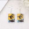 Retro Cartoon Character Card And Chess Style Resin Plastic Earrings For Unisex Fashion Jewelry