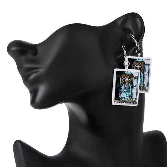 Retro Cartoon Character Card And Chess Style Resin Plastic Earrings For Unisex Fashion Jewelry