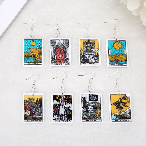 Retro Cartoon Character Card And Chess Style Resin Plastic Earrings For Unisex Fashion Jewelry