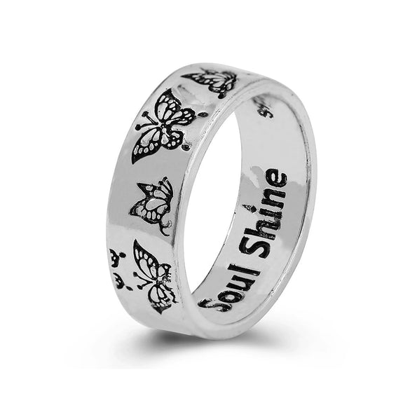 Retro Carved Butterfly Women's Ring Alloy Electroplating