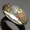 Retro Carved Dragonfly And Flower Metal Ring With Electroplated Finish Simple Fashion Ring For Unisex Wear