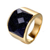 Retro Cat Eye Gem Titanium Steel Ring For Men And Unisex With Polished Court Style Design