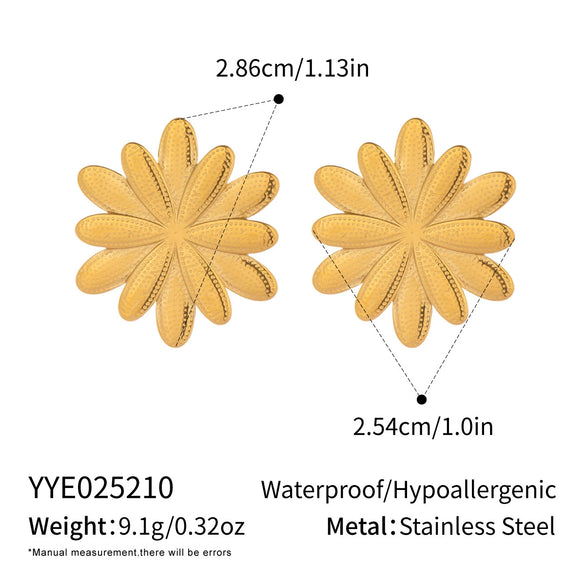 Retro Classic Literary Flower Petals Stainless Steel Earrings For Girls With Electroplating