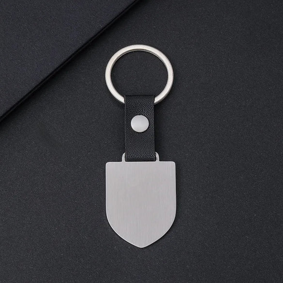 Retro Classic Style Customization Laser Engraving Shield 201 Stainless Steel Pu Leather Plating Unisex Bag Pendant Keychain