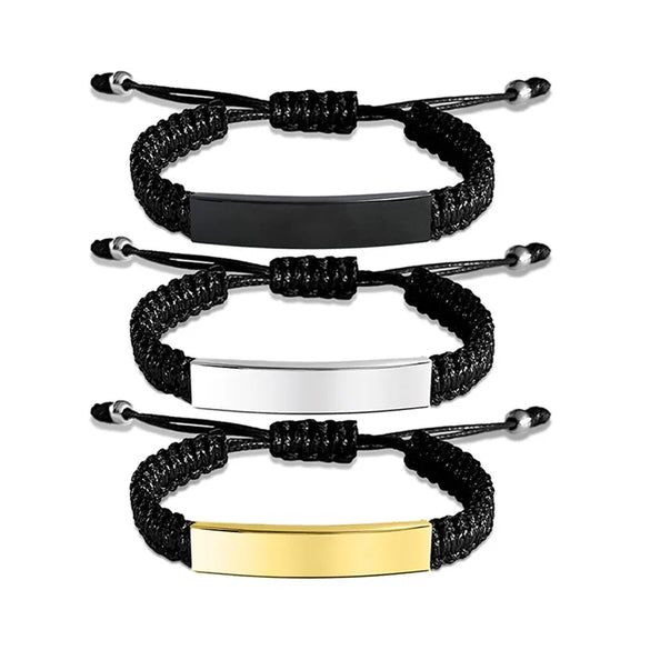 Retro Classic Style Geometric Customization Laser Engraving 201 Stainless Steel Rope Woven Chain String Bracelets Wholesale