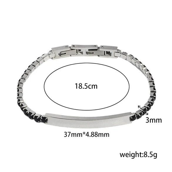 Retro Classic Style Geometric Customization Laser Engraving Titanium Steel Zircon Men'S Bracelets Men Chain Bracelets