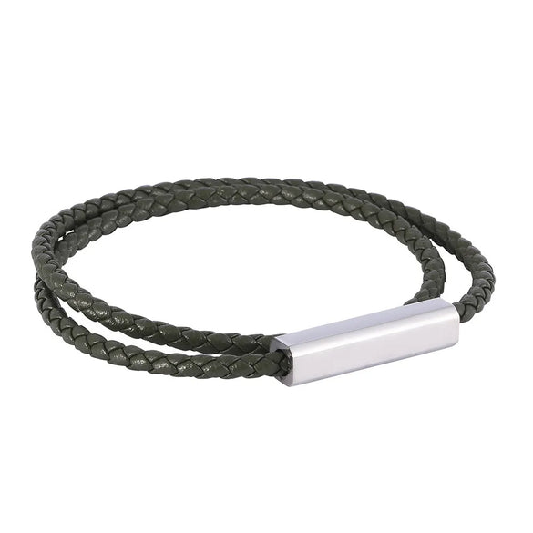 Retro Classic Style Geometric Solid Color Microfiber Leather Titanium Steel Plating Men'S Bracelets Men Cord & Leather Bracelets