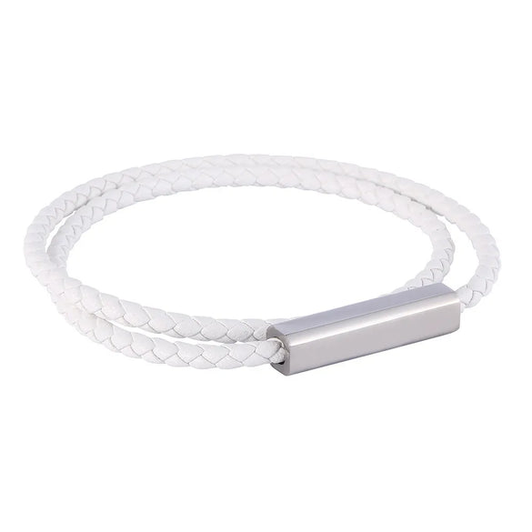 Retro Classic Style Geometric Solid Color Microfiber Leather Titanium Steel Plating Men'S Bracelets Men Cord & Leather Bracelets