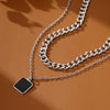 Retro Classic Style Square Alloy Resin Enamel Women'S Double Layer Necklaces