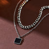 Retro Classic Style Square Alloy Resin Enamel Women'S Double Layer Necklaces