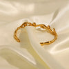 Retro Classic Style Waves Solid Color 304 Stainless Steel 18K Gold Plated Artificial Pearls Bangle In Bulk