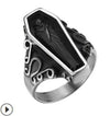 Retro Coffin Titanium Steel Enamel Unisex Rings