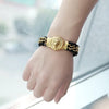 Retro Color Block Stainless Steel Pu Leather Plating 18K Gold Plated Men'S Bangle