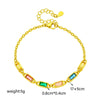 Retro Color Long Diamond Chain Geometric Titanium Steel Bracelet With Electroplating For Women
