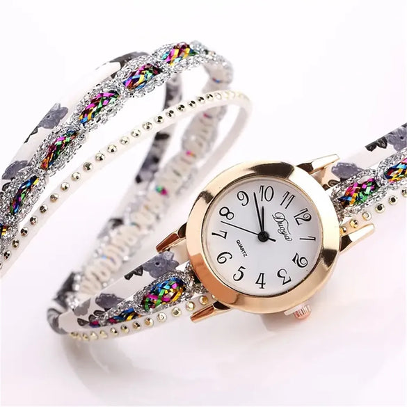 Retro Colorful Single Folding Buckle Quartz Women'S Watches