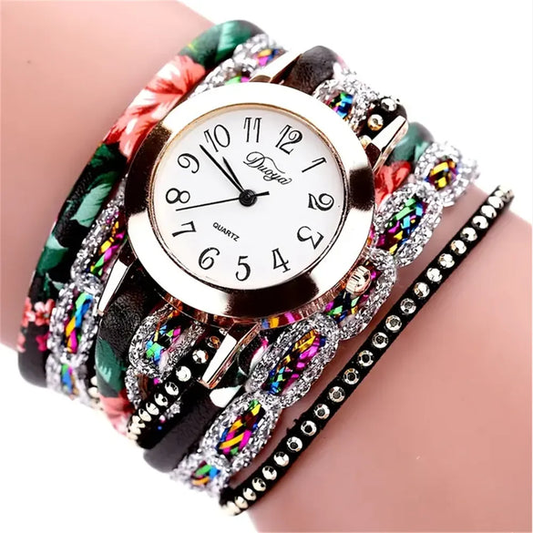 Retro Colorful Single Folding Buckle Quartz Women'S Watches