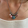 Retro Copper Bead Pendant Pearl Love Flower Necklace Electroplated