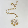 Retro Copper Bead Pendant Pearl Love Flower Necklace Electroplated
