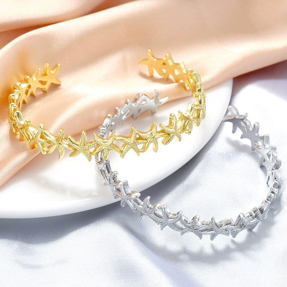 Retro Copper Goldplated Starshaped Fivepointed Star Animal Style Bracelet