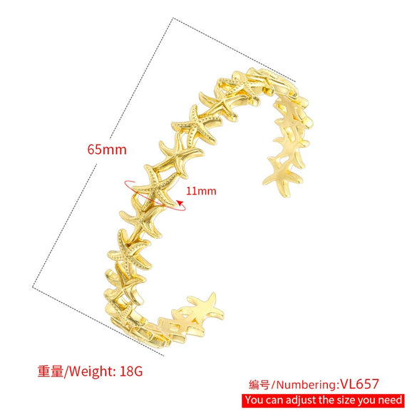 Retro Copper Goldplated Starshaped Fivepointed Star Animal Style Bracelet